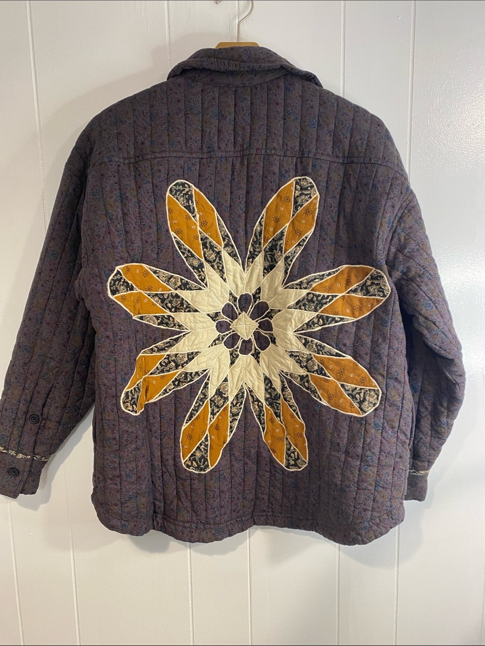 Boho Floral Quilted Chore Jacket Shacket Patchwork Prairie Folk Cottagecore XS - Picture 7 of 13